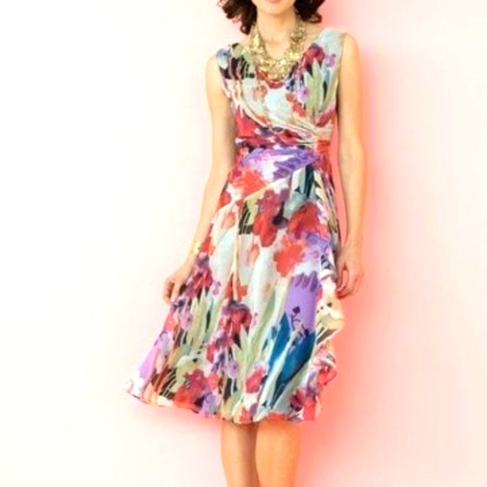 Coldwater Creek Rainbow Wrap Dress - NEW WITH TAGS